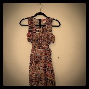 Short Cutout Side Tribal Print Summer Dress
